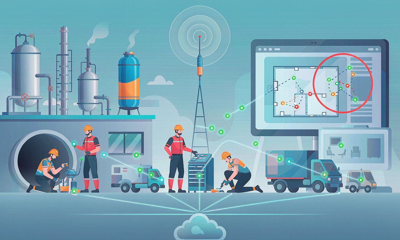 RCT positioning system: personnel and vehicle positioning for complex sites such as chemical plants and tunnels, managed on one map with the visualization platform